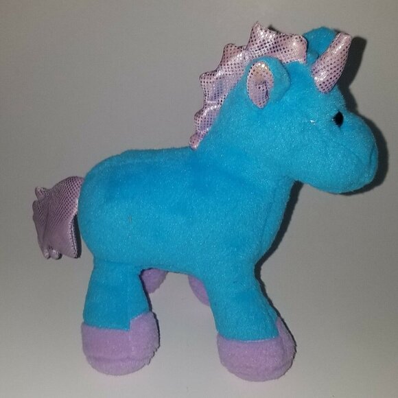 Blue Purple Unicorn Plush 8" Stuffed Animal Toy Lovey Silver Polka Dots - Picture 7 of 12